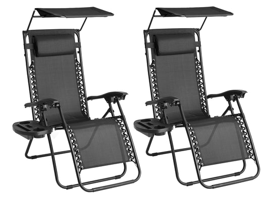 Straame Set of 2 Zero Gravity Chair with Sunshade - Black