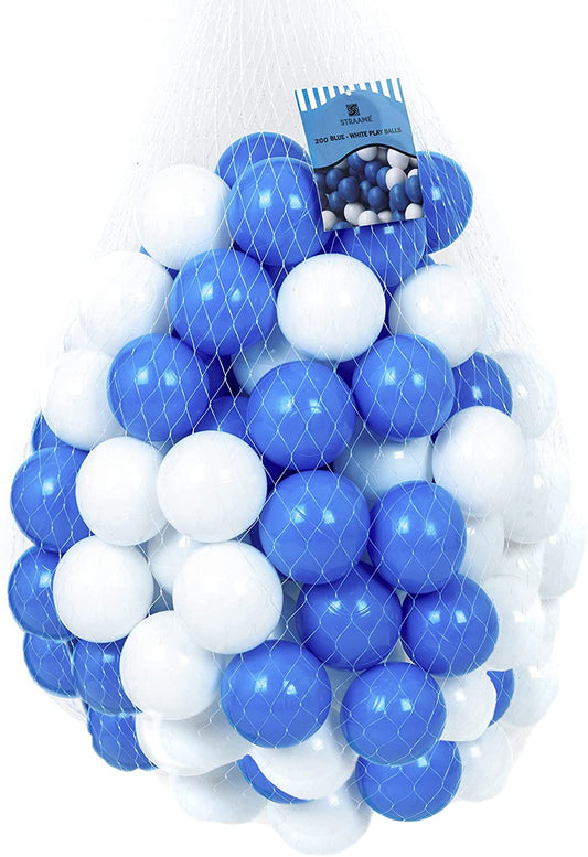 Straame Playballs, Soft Pit Balls for Kids ( Blue & White , 100 PACK)
