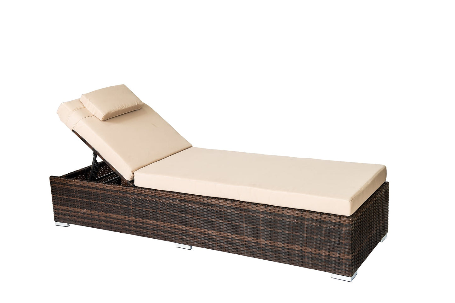 Straame Rattan Multi Position Sunbed, Reclining and Adjustable Height Backrest Capri