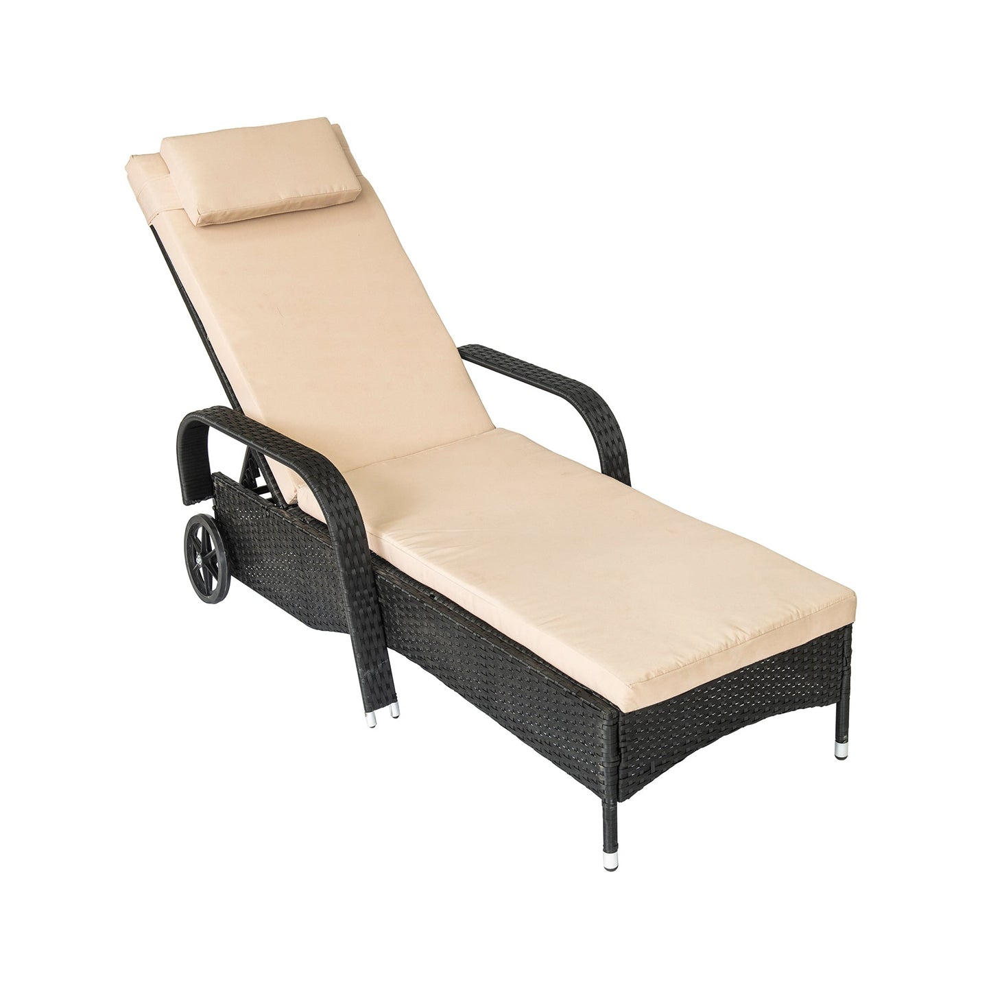 Straame Outdoor Wheeling Adjustable Rattan Sunlounger Barcelona